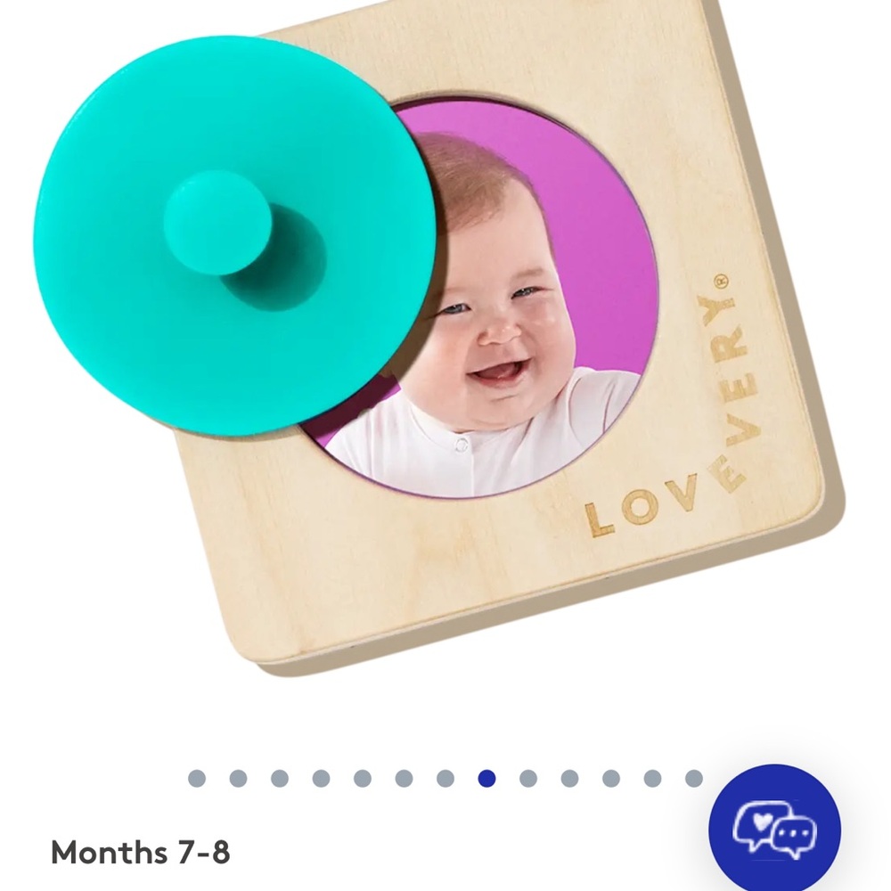 Lovevery Wooden Baby Toy with Teal and Natural Wood Colors